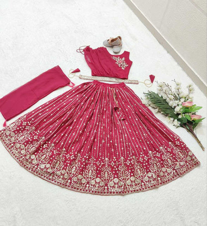 Faux Georgette Kesh168 Mnt27 Kids Weae   Kids Lehenga Kids Ethnic Wear Kids Traditional Outfits Kids Festive Wear Kids Wedding Outfits