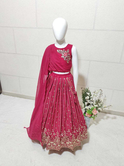 Faux Georgette Kesh168 Mnt27 Kids Weae   Kids Lehenga Kids Ethnic Wear Kids Traditional Outfits Kids Festive Wear Kids Wedding Outfits