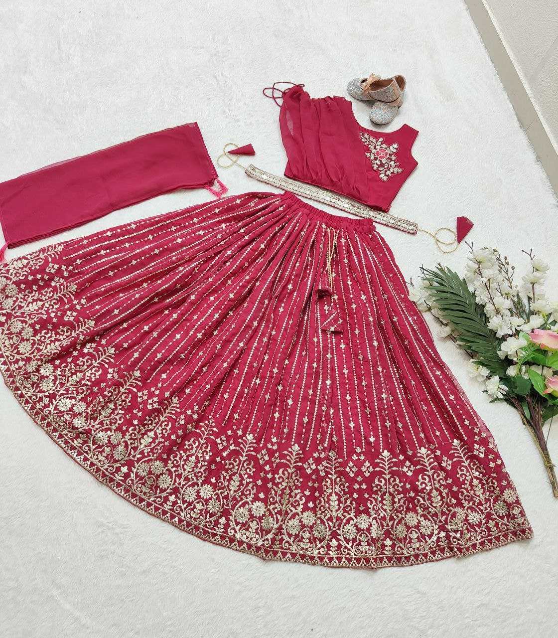 Faux Georgette Kesh168 Mnt27 Kids Weae   Kids Lehenga Kids Ethnic Wear Kids Traditional Outfits Kids Festive Wear Kids Wedding Outfits