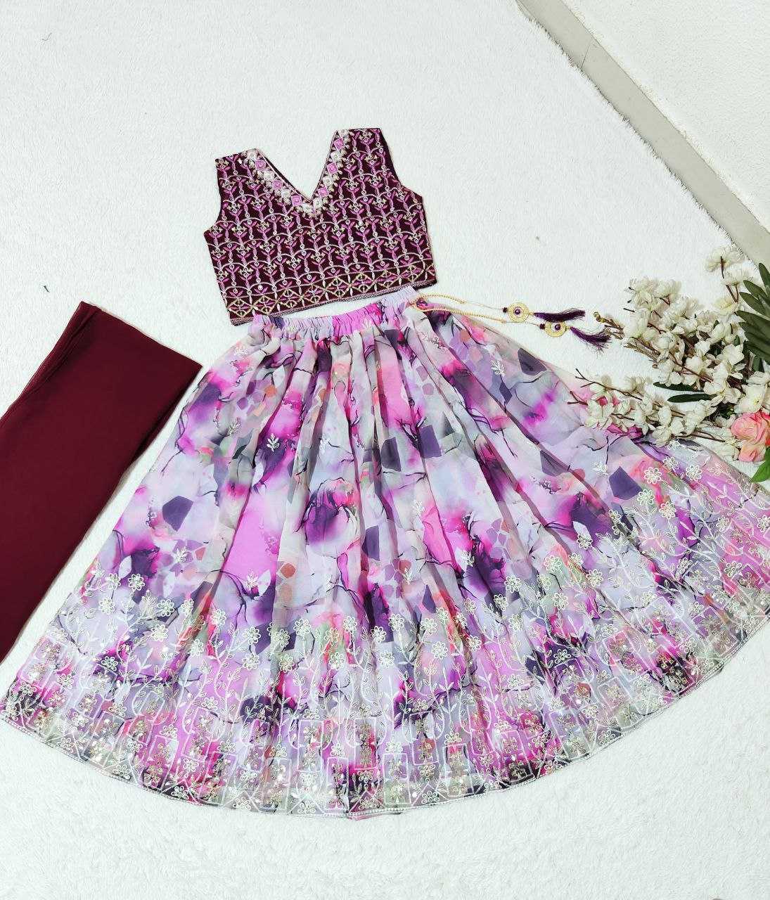 Faux Georgette Kesh168 Mnt28 Kids Wear  Kids Lehenga Kids Ethnic Wear Kids Traditional Outfits Kids Lehenga Choli Kids Festive Wear Kids Diwali Clothes