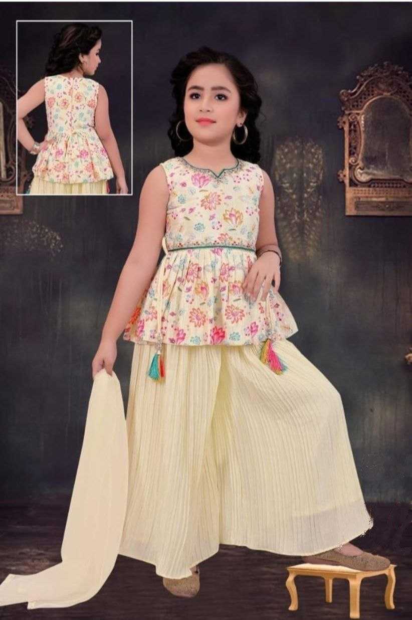 Faux Georgette Kesh168 Mnt29 Kids Wear  Kids Sharara Kids Traditional Outfits Kids Festive Wear Kids Wedding Outfits Kids Diwali Clothes