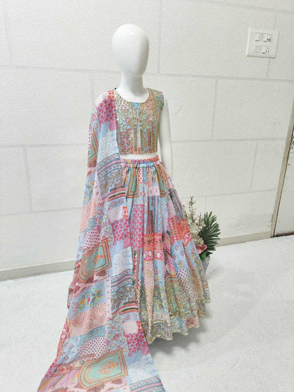 Faux Georgette Kesh168 Mnt32 Kids Wear  Kids Lehenga Kids Traditonal Outfits Kids Lehenga Choli Kids Festive Wear Kids Wedding Outfits