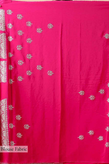 Faux Georgette Kesh188 9153 Sarees  Georgette Sequence Embroidered Cutwork Pink Wedding Sarees