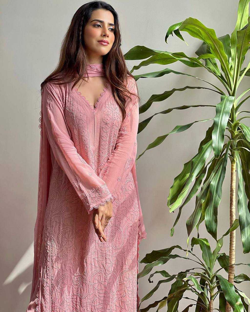 Faux Georgette Kesh211 Ldy77 Suits & Dresses Islamic Clothing  Pakistani Embroidery Geoorgette Long Kurtis Suits