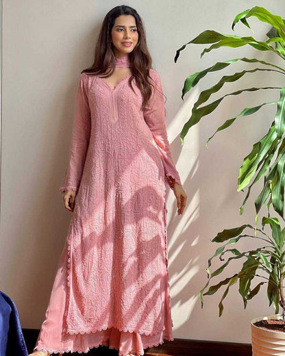 Faux Georgette Kesh211 Ldy77 Suits & Dresses Islamic Clothing  Pakistani Embroidery Geoorgette Long Kurtis Suits