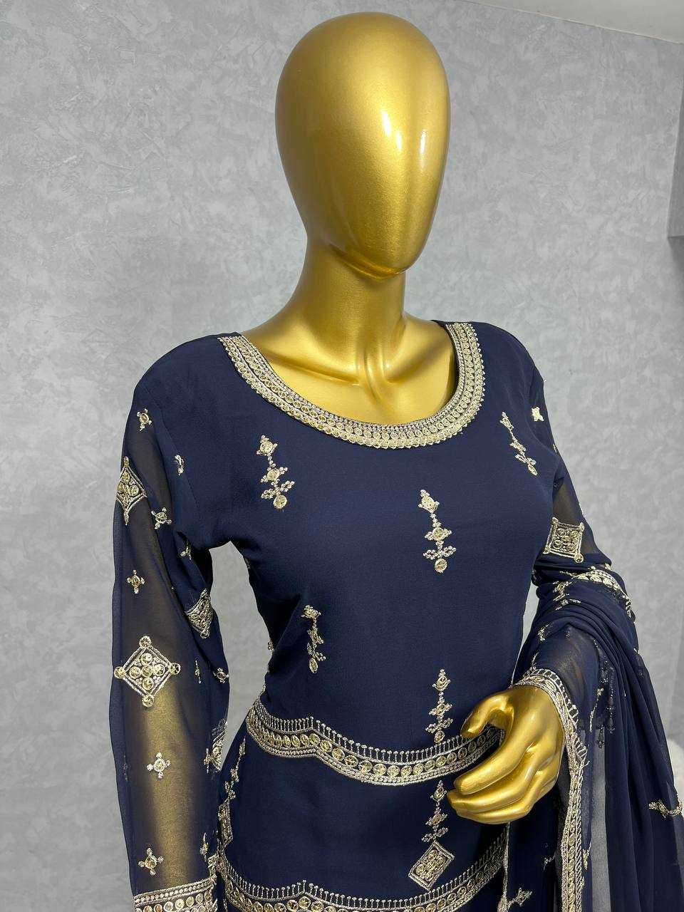 Faux Georgette Kesh227 1007 Suits & Dresses  Ladies Embroidery Georgette Blue Salwar Suits