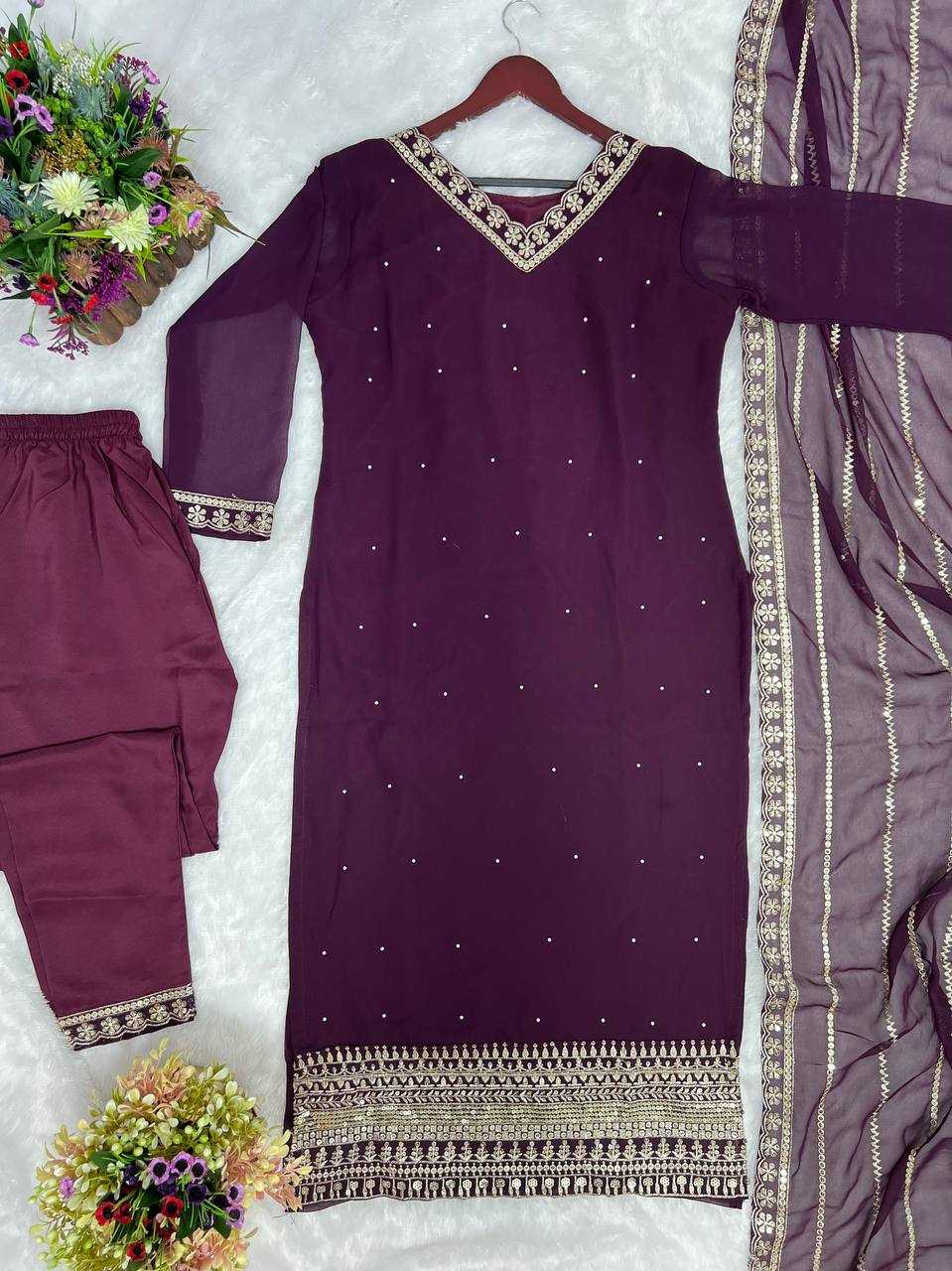 Faux Georgette Kesh227 1009 Suits & Dresses Islamic Clothing  Ladies Pakistani Georgette Long Kurtis Suits