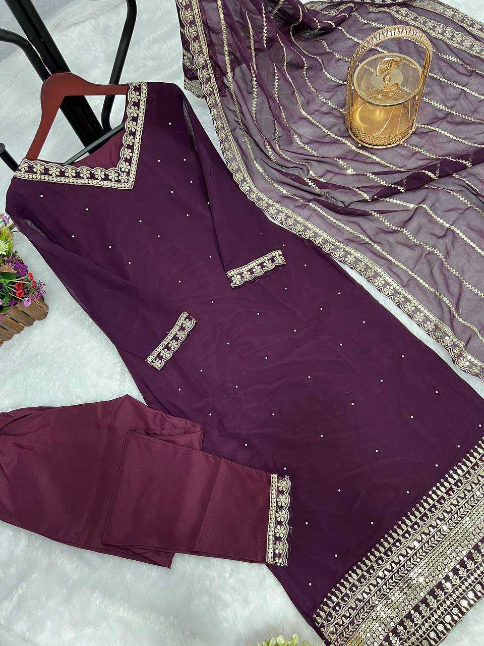 Faux Georgette Kesh227 1009 Suits & Dresses Islamic Clothing  Ladies Pakistani Georgette Long Kurtis Suits