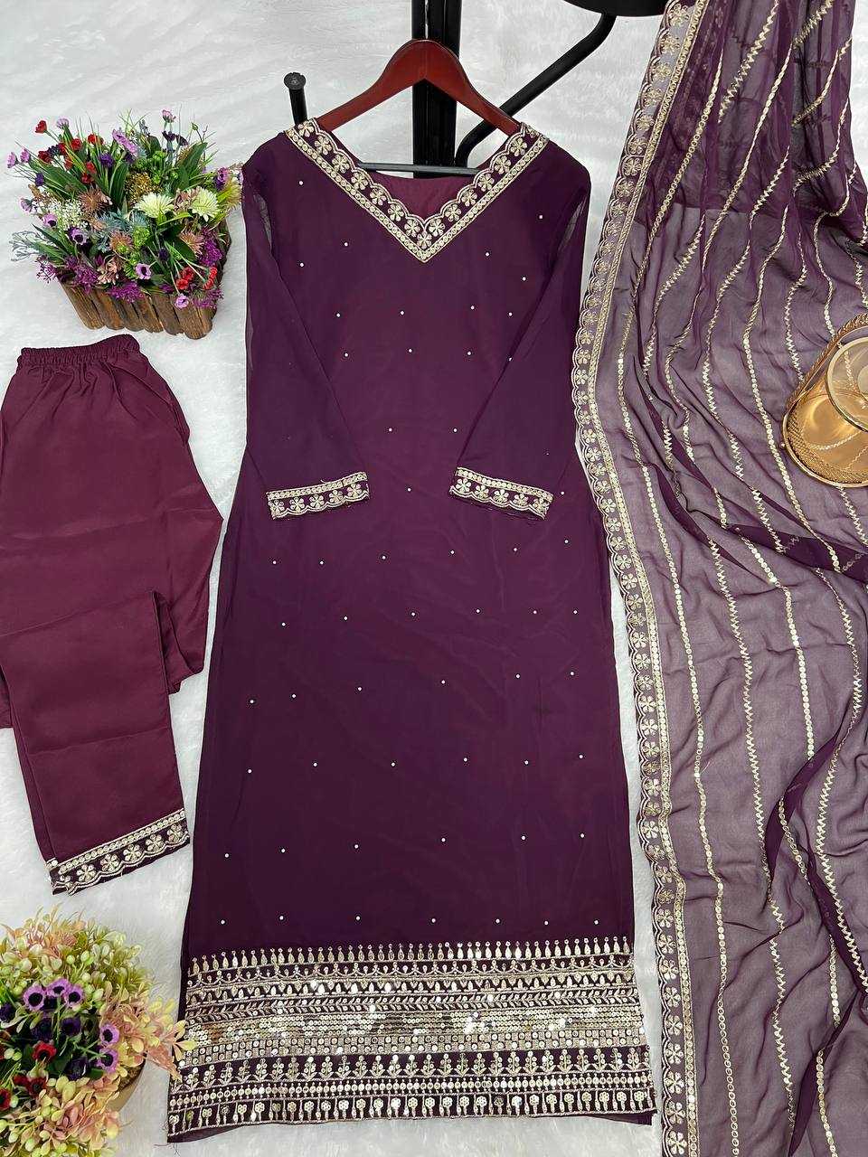 Faux Georgette Kesh227 1009 Suits & Dresses Islamic Clothing  Ladies Pakistani Georgette Long Kurtis Suits