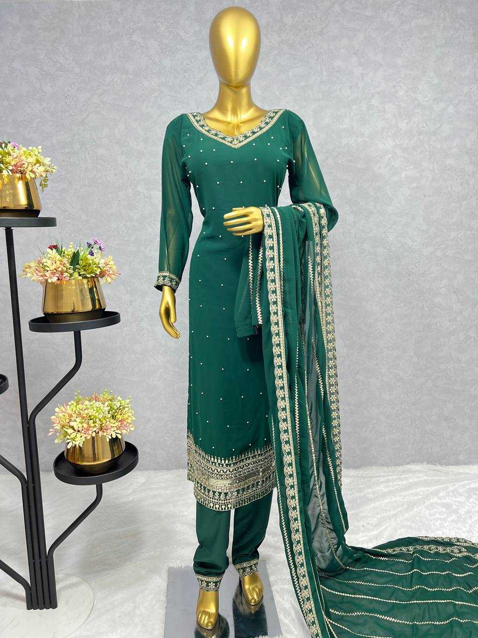 Faux Georgette Kesh227 1009 Suits & Dresses Islamic Clothing  Ladies Pakistani Georgette Long Kurtis Suits