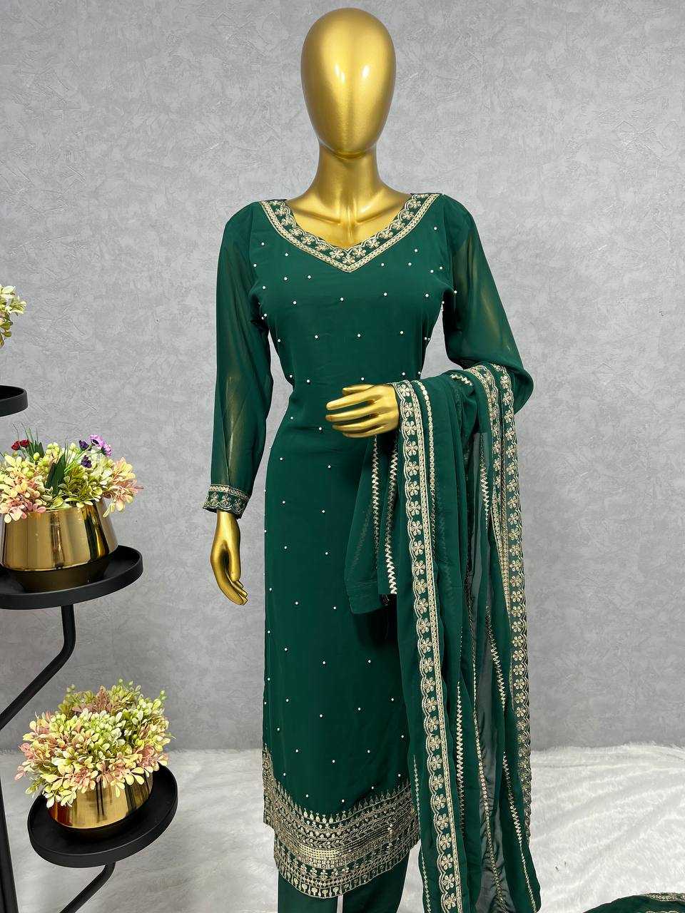 Faux Georgette Kesh227 1009 Suits & Dresses Islamic Clothing  Ladies Pakistani Georgette Long Kurtis Suits