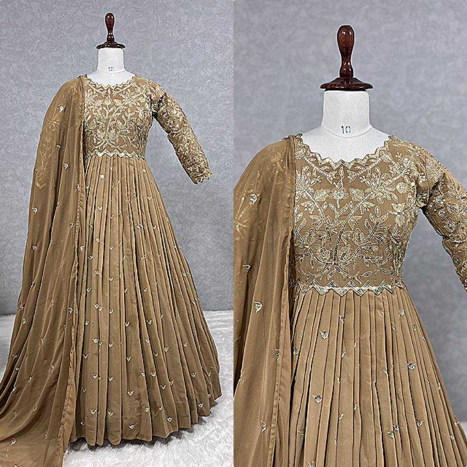 Faux Georgette Kesh227 1011 Gowns  Embroidery Anarkali Long Georgette Full Sleeve Gowns