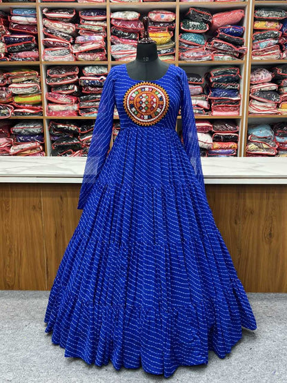 Faux Georgette Kesh229 43 Gowns  Printed Anarkali Long Georgette Work Gowns Full Slvees Gowns