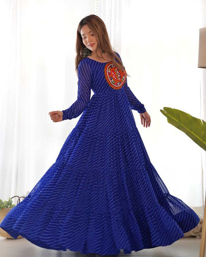 Faux Georgette Kesh229 43 Gowns  Printed Anarkali Long Georgette Work Gowns Full Slvees Gowns