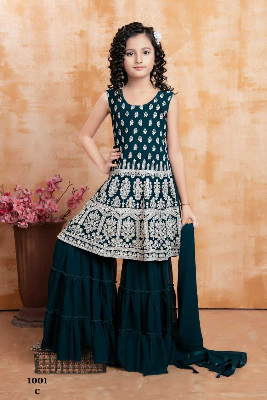 Faux Georgette Ksb 1001  Kids Sharara