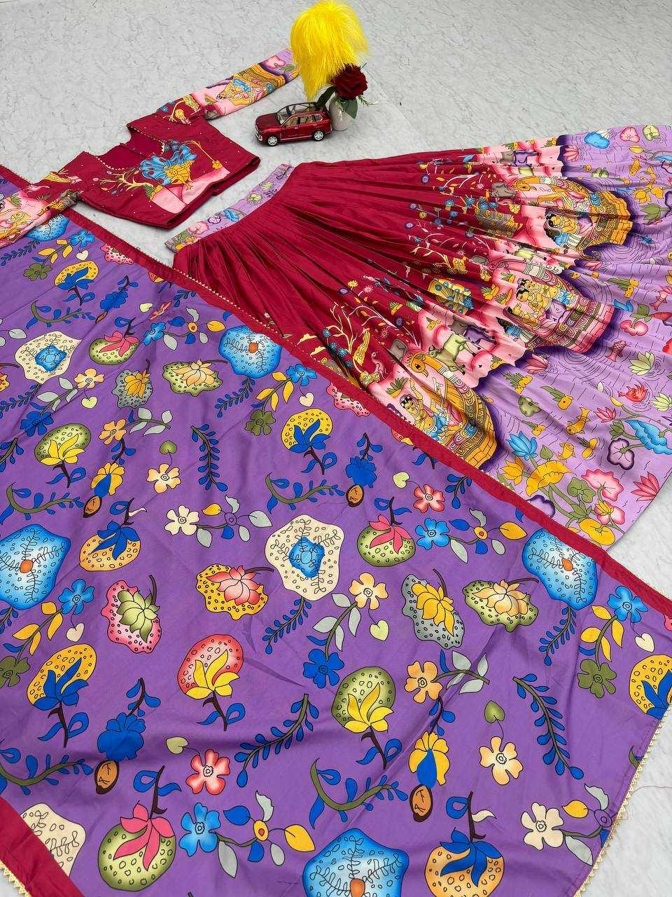 Faux Georgette Lehengas  Kalamkari Printed Lehengas