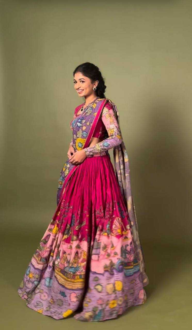 Faux Georgette Lehengas  Kalamkari Printed Lehengas