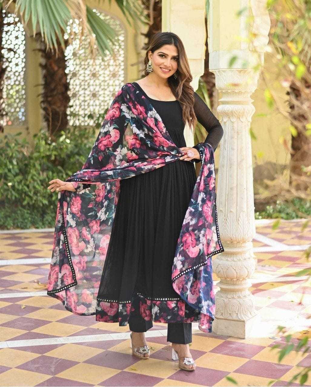 Faux Georgette Pri 143 Gowns  Printed Anarkali Georgette Gowns