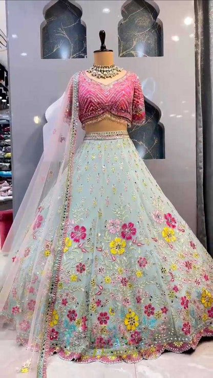 Faux Georgette Rin108 1571 Lehengas  Designer Traditional Embroidered Lehengas