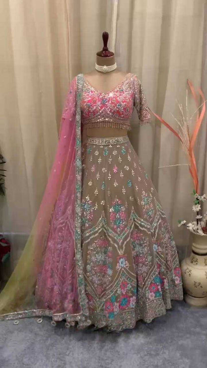 Faux Georgette Rin108 1578 Lehengas  Embroidered Wedding Lehengas