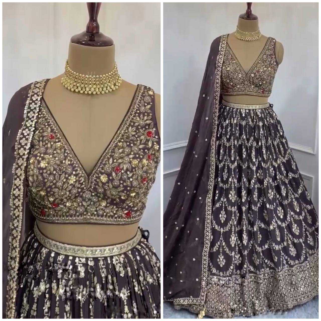 Faux Georgette Rin108 1630-B Lehengas  Designer Traditional Embroidered Lehnegas