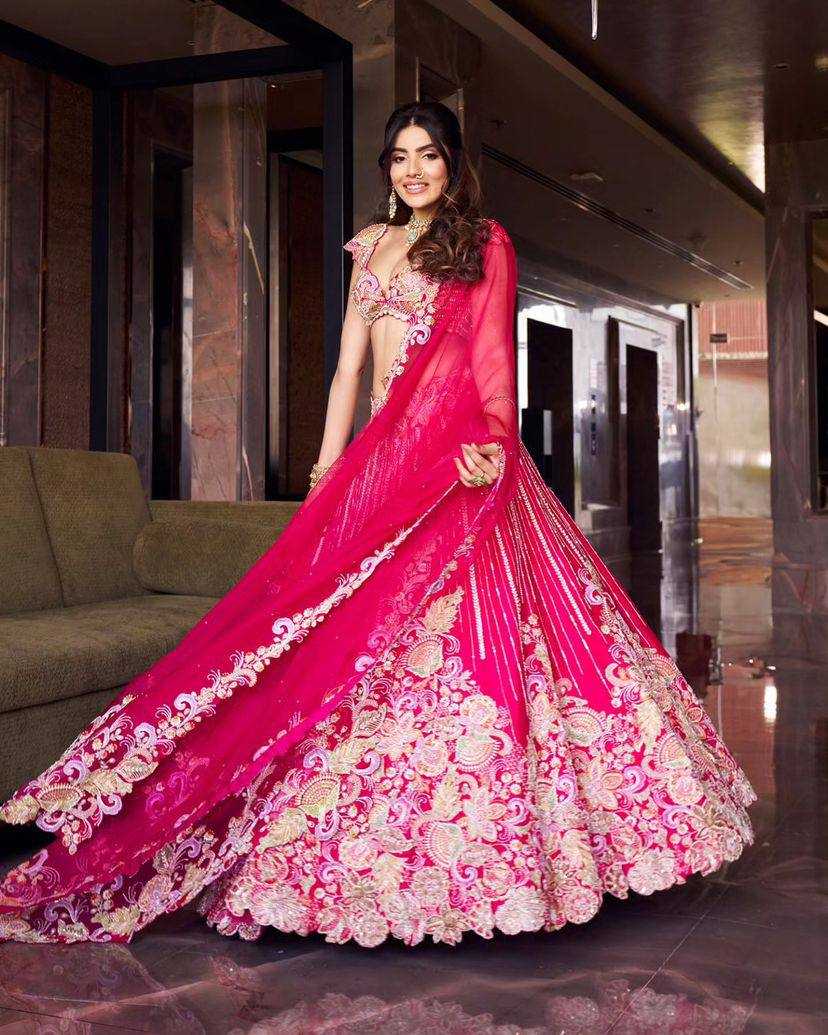 Faux Georgette Rin108 1632 Lehengas  Designer Wedding Embroidered Lehengas