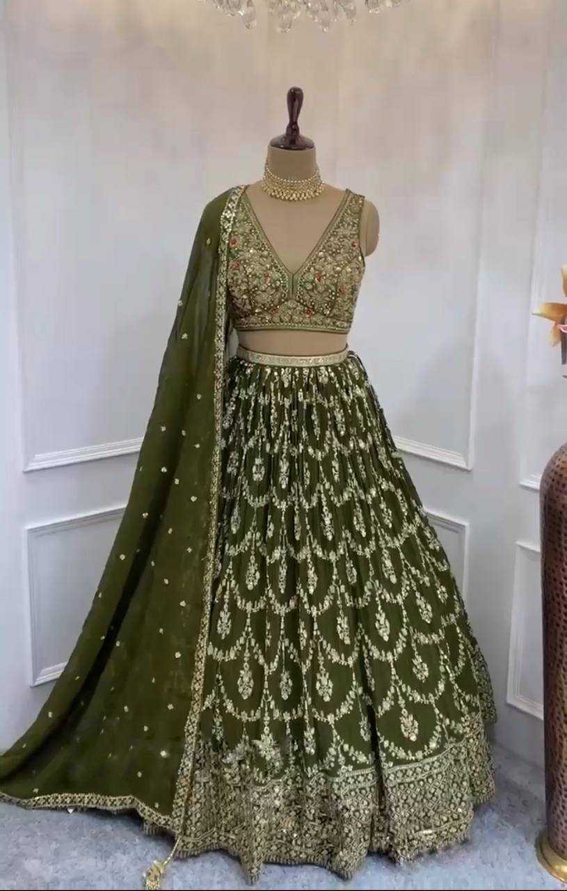 Faux Georgette Rin108 1630 Lehengas  Traditional Embroidered Fancy Lehengas