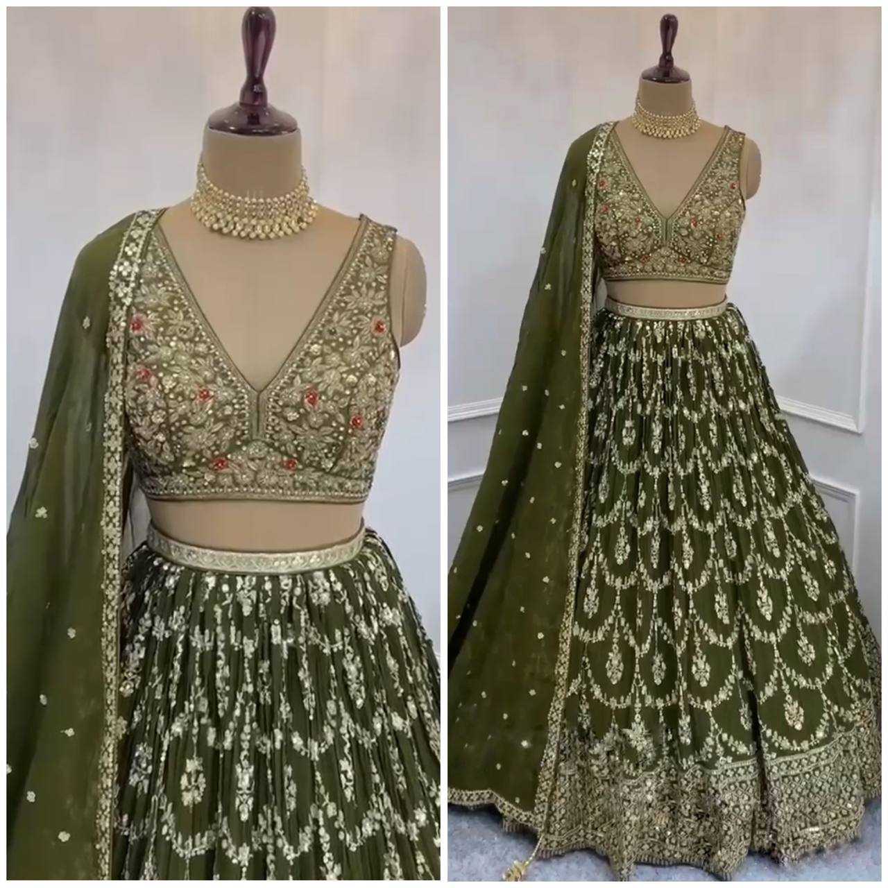 Faux Georgette Rin108 1630 Lehengas  Traditional Embroidered Fancy Lehengas