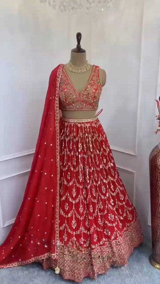 Faux Georgette Rin108 1630 Lehengas  Traditional Embroidered Fancy Lehengas