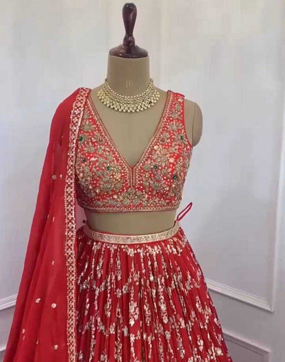 Faux Georgette Rin108 1630 Lehengas  Traditional Embroidered Fancy Lehengas