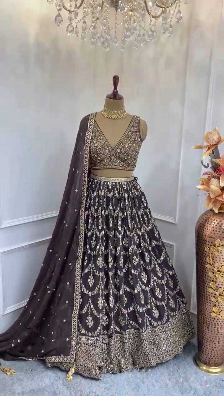 Faux Georgette Rin108 1630 Lehengas  Traditional Embroidered Fancy Lehengas