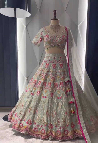 Faux Georgette Rin108 1654 Lehengas  Embroidered Wedding Designer Lehengas