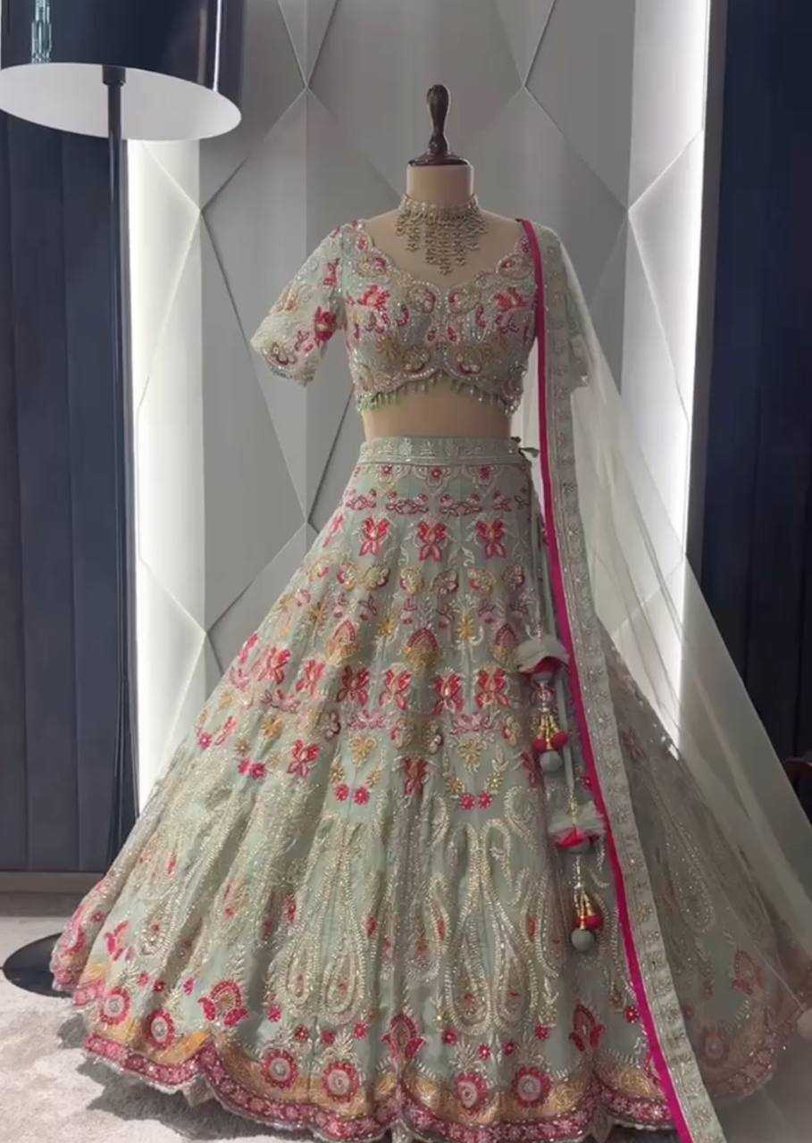 Faux Georgette Rin108 1654 Lehengas  Embroidered Wedding Designer Lehengas