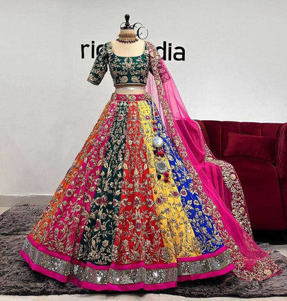 Faux Georgette Rin108 1655 Lehengas  Embroidered Traditional Lehengas