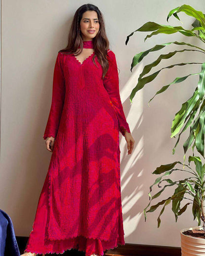 Faux Georgette Rin110 170  Ladies Embroidery Palazzo Georgette Ladies Silk Suit