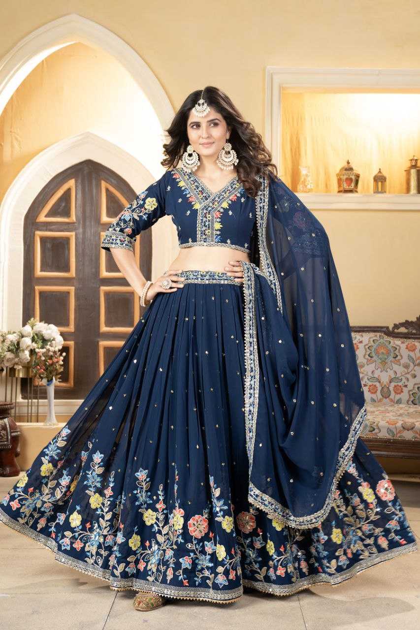 Faux Georgette Rin121 982 Lehengas  Fancy Traditional Embroidered Lehengas