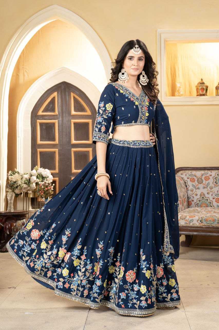 Faux Georgette Rin121 982 Lehengas  Fancy Traditional Embroidered Lehengas