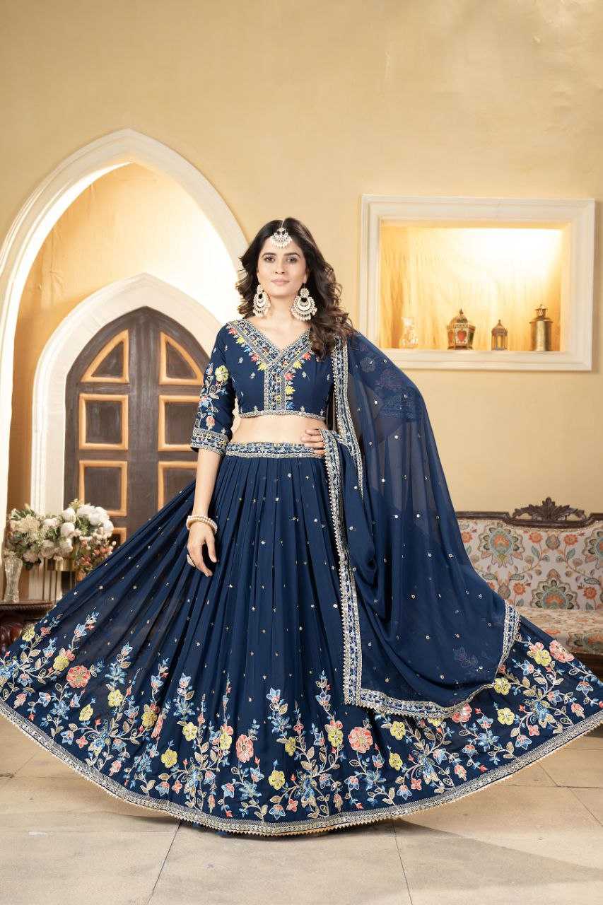 Faux Georgette Rin121 982 Lehengas  Fancy Traditional Embroidered Lehengas