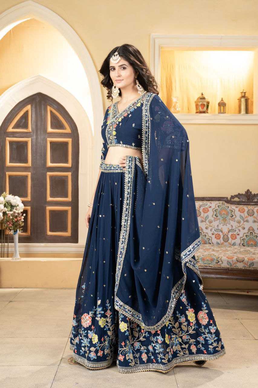 Faux Georgette Rin121 982 Lehengas  Fancy Traditional Embroidered Lehengas