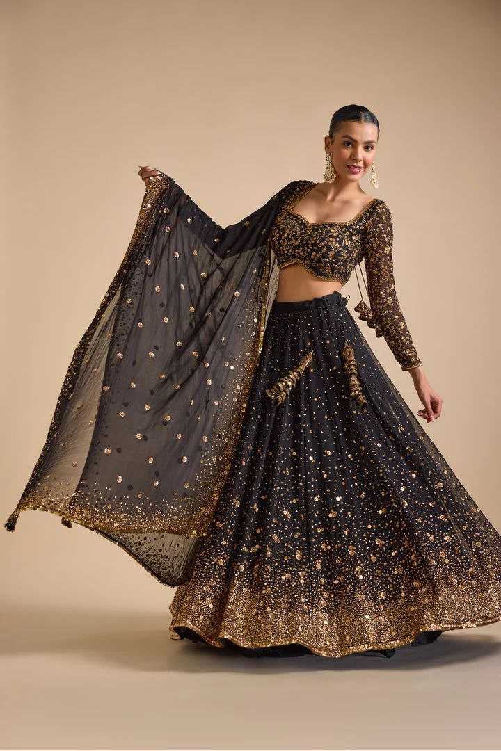 Faux Georgette Rin121 995Lehengas  Fancy Traditional Embroidered Lehengas