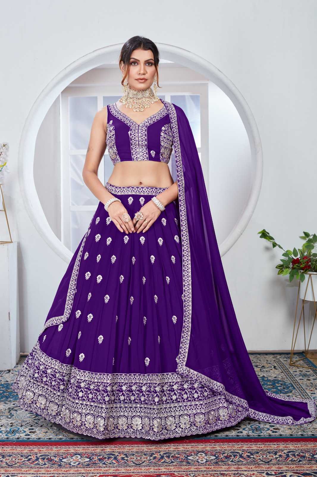 Faux Georgette Rin131 2239 Lehengas  Traditional Silk Embroidered Lehengas