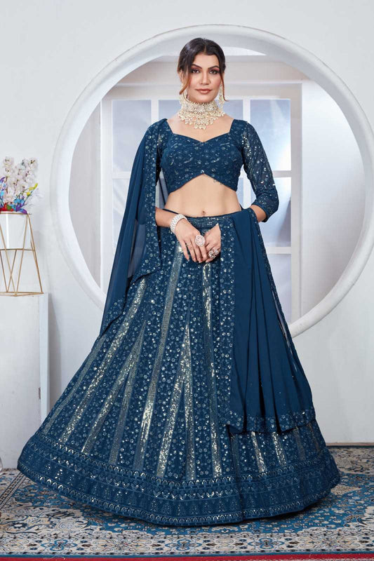 Faux Georgette Rin131 2243 Lehengas  Fancy Traditional Embroidered Lehengas