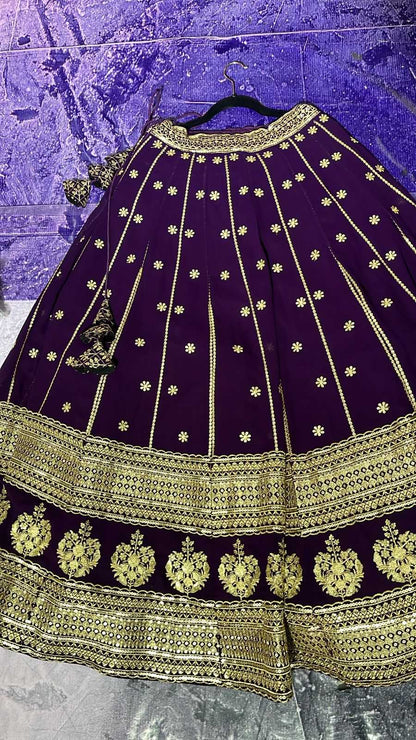 Faux Georgette Rin131 2244 Lehengas  Fancy Silk Embroidered Lehengas