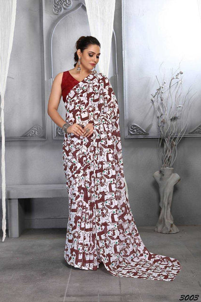 Faux Georgette Rin131 3001 Sarees  Printed Ladies Georgette Sarees