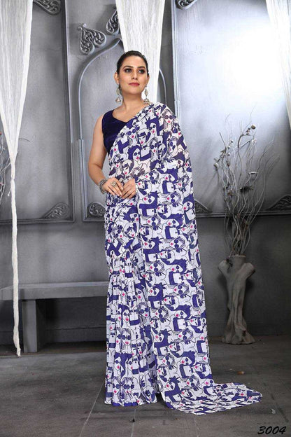 Faux Georgette Rin131 3001 Sarees  Printed Ladies Georgette Sarees