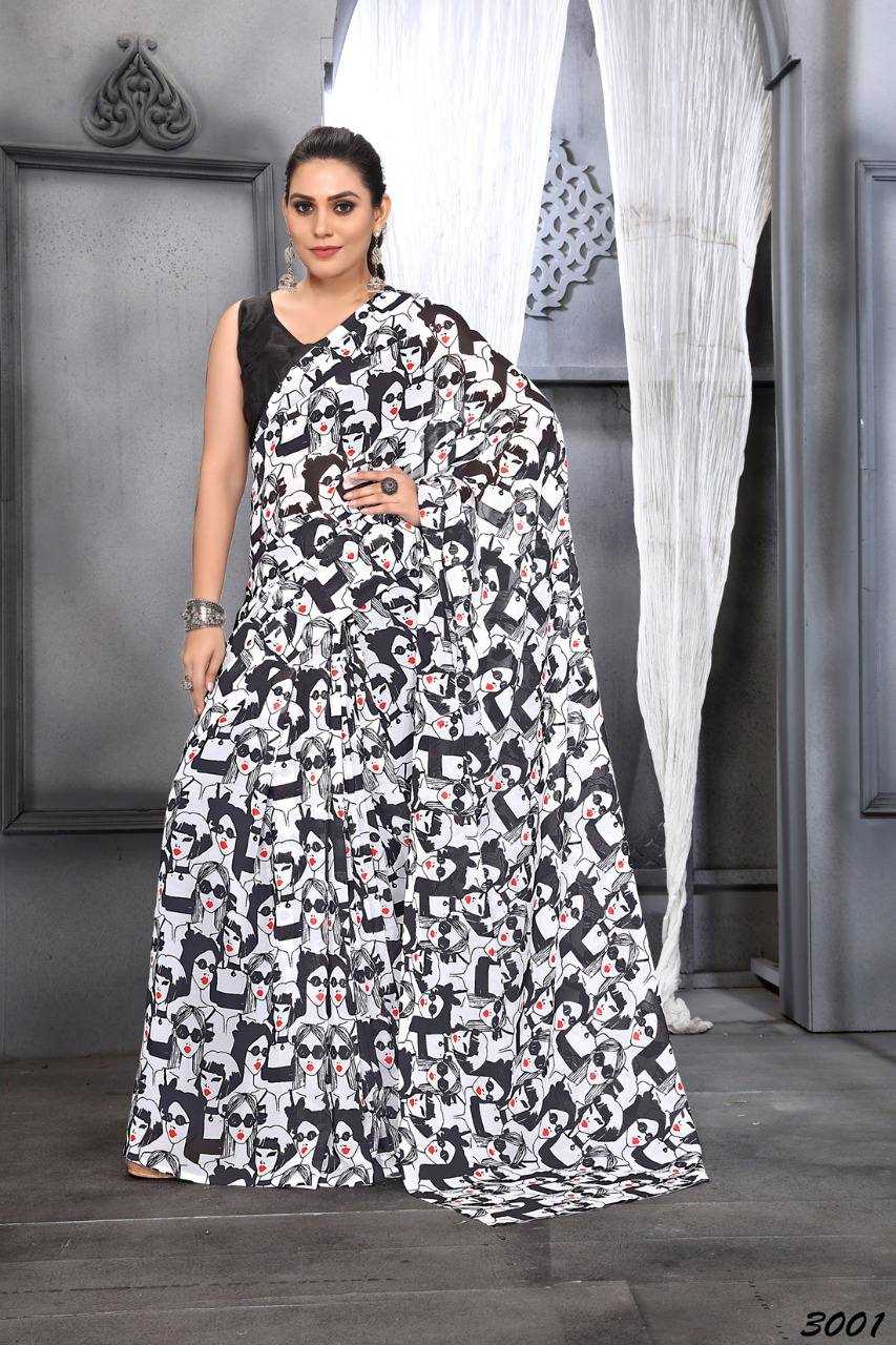 Faux Georgette Rin131 3001 Sarees  Printed Ladies Georgette Sarees