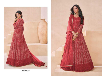 Faux Georgette Rin131 5557 Gowns  Embroidery Anarkali Long Georgette Gowns