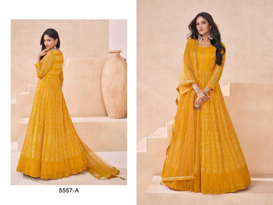 Faux Georgette Rin131 5557 Gowns  Embroidery Anarkali Long Georgette Gowns