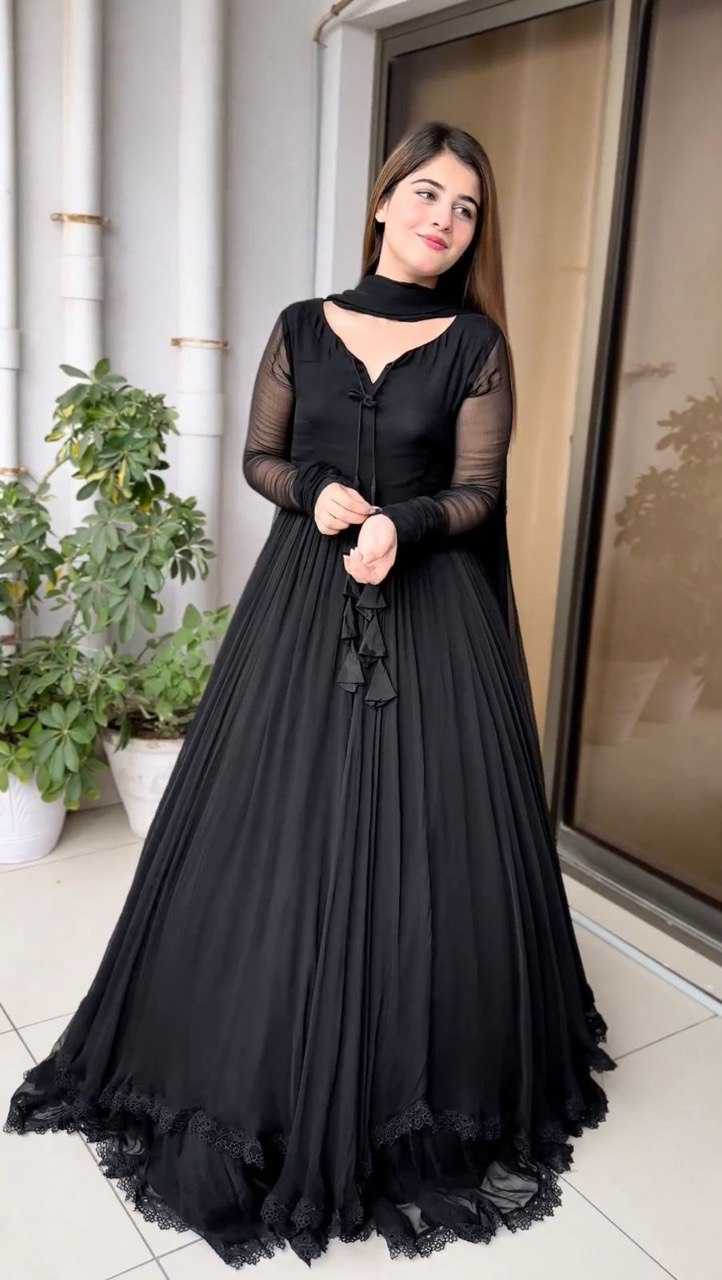 Faux Georgette Rin133 1392 Gowns  Fancy Anarkali Party Long Georgette Gowns