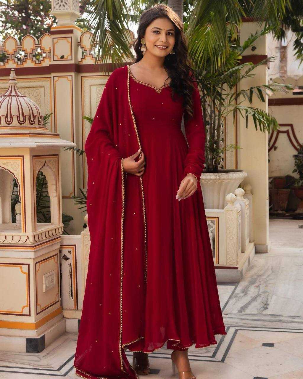 Faux Georgette Rin133 1411 Gowns  Embroidery Anarkali Long Georgette Gowns